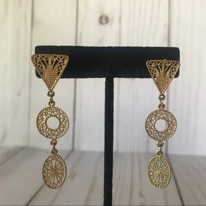 Gold Filigree Statement Drop Earrings